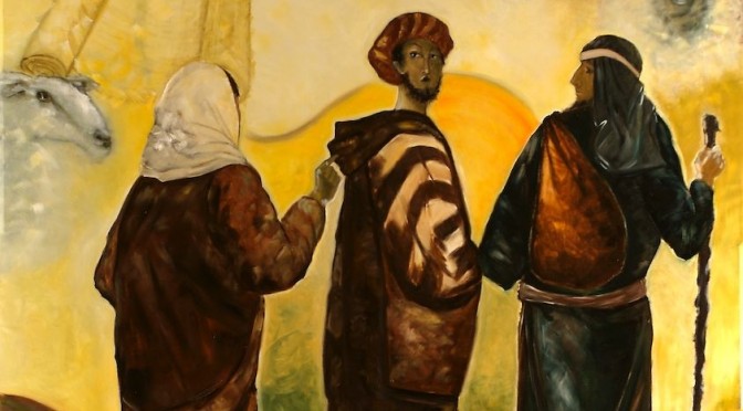 Pèlerins d'Emmaüs, peinture du père Vincent, détail